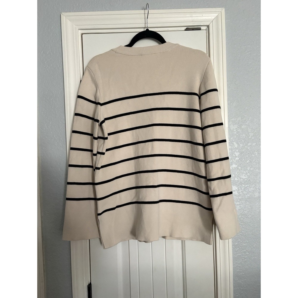Selected Femme Striped Cardigan XS Beige Black Button Front Organic Cotton - Picture 6 of 9